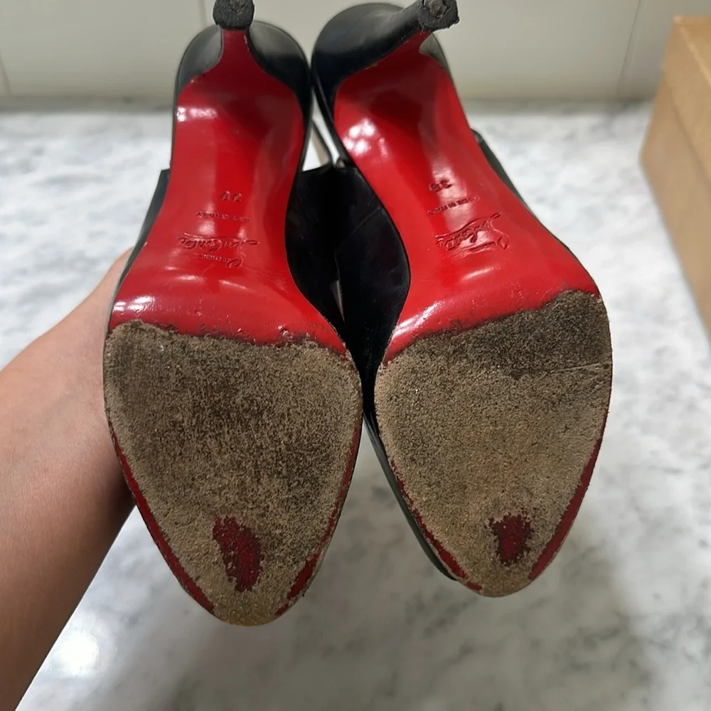 CHRISTIAN LOUBOUTIN No Prive 120 Kid/Cuoio Leather Black Size 38 - Picture 6 of 10